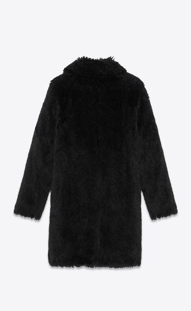 SAINT LAURENT コート メンズ ラグランコート(ブラック/フェイクファー) b_V4